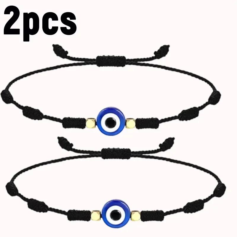7 Knot Lucky Red Black String Bracelets for Lover Protection Amulet Friendship Braid Rope Wristband Jewelry Couple Bracelet Gift