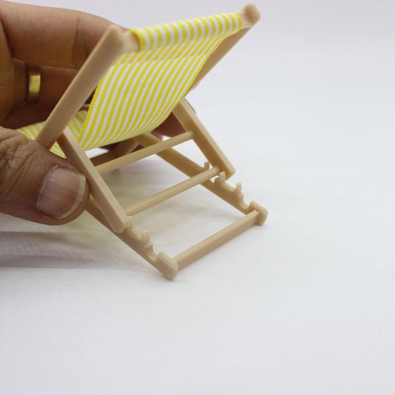 1ks Venkovní polohovací křeslo Miniaturní předměty pro domeček pro panenky Dřevěný model plážového křesla Pro dívku Mini nábytek Scéna DIY doplňky