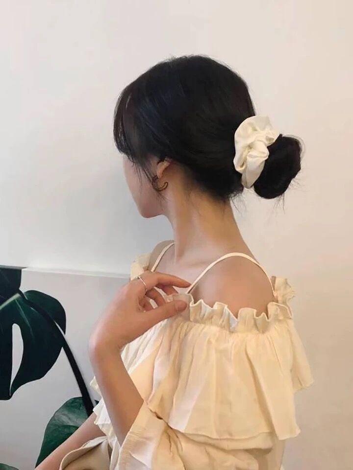3.9 Inch Women Silk Scrunchie Elastic Handmade Multicolor  Hair Band Ponytail Holder Headband Hair Accessories