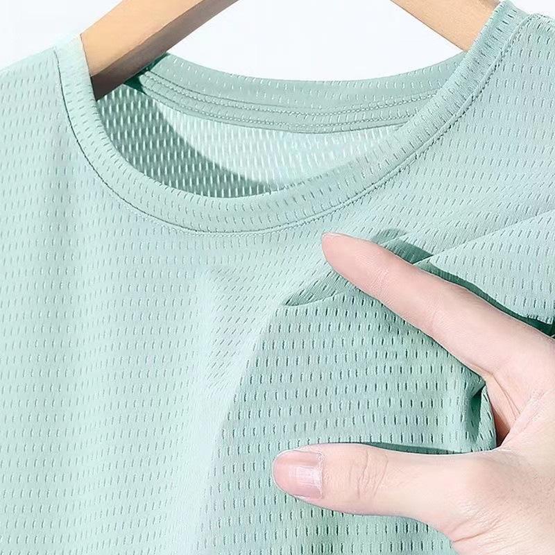 Men's Quick-Dry Ice Silk Mesh T-Shirt: Solid Color, Breathable, Loose Fit, Plus Size, Short Sleeve