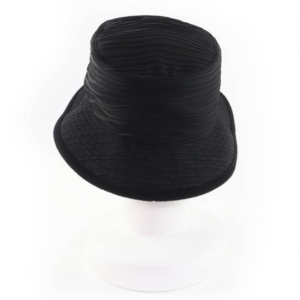 Pălărie HERMES excelentă căptușeală 100% cașmir pălărie acetat negru Femei 56 Folosit