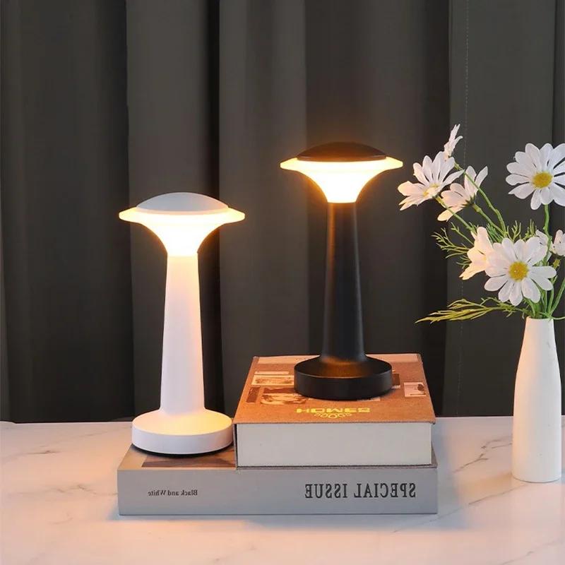 Touch Sensor LED Table Lamp Wireless Rechargeable Desktop Night Light Portable Reading Lamp for Hotel Bar Bedroom Home Decor