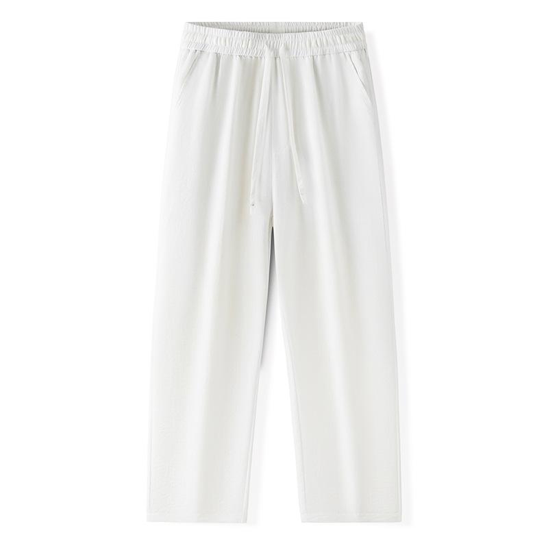 

Мужские легкие, тонкие, мятые, летние, тонкие, спортивные, быстросохнущие, ощущение льда, прямые, свободные, широкие брюки, повседневные длинные брюки XXXL белый