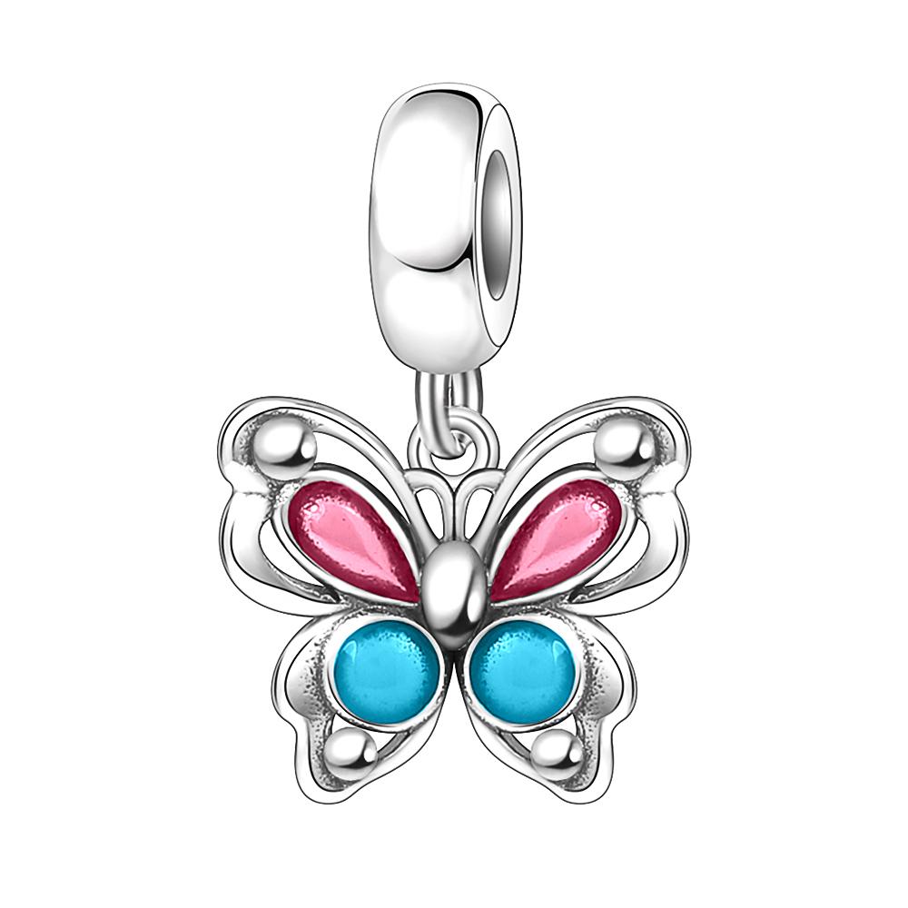 Crystal Blue Butterfly,Moon Bead Crab,Dragonfly Pendant 925 Silver European Original Bracelet DIY Accessories Exquisite Jewelry