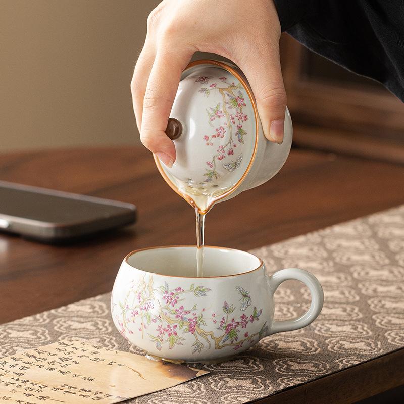 Travel Tea Set Camping Ru Kiln Teapot Cup Portable Simple Kung Fu One Pot One Cup Outdoor Tea Brewer