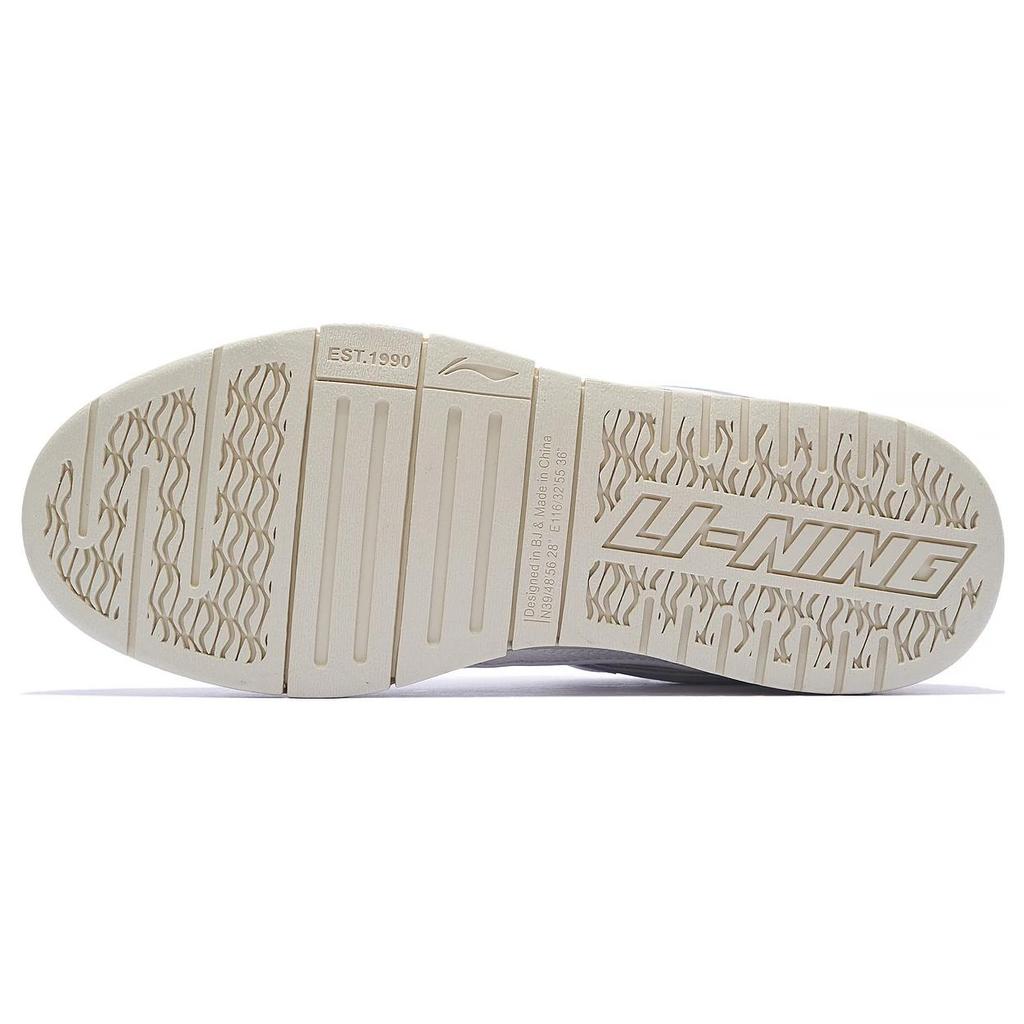 Li Ning Golden Textile, Leather Slip Resistant Abrasion Resistant Low top Skateboard Shoes Women's White AECS074-7