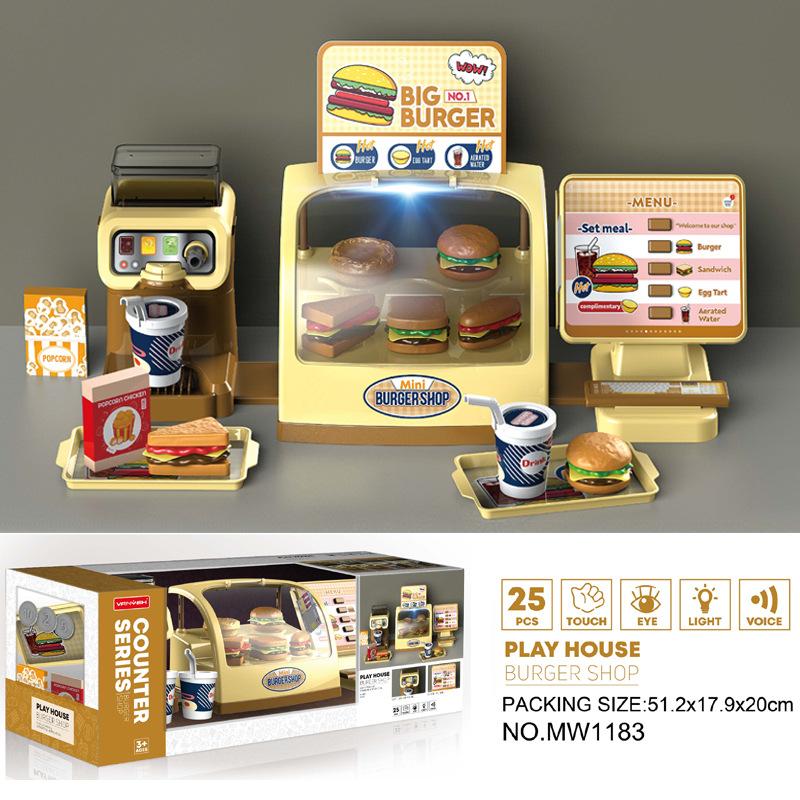 

Игровой домик Детская имитация Супермаркет Покупки Касса Страница Десерт Набор Мороженого Гамбургер Соковыжималка Игрушка