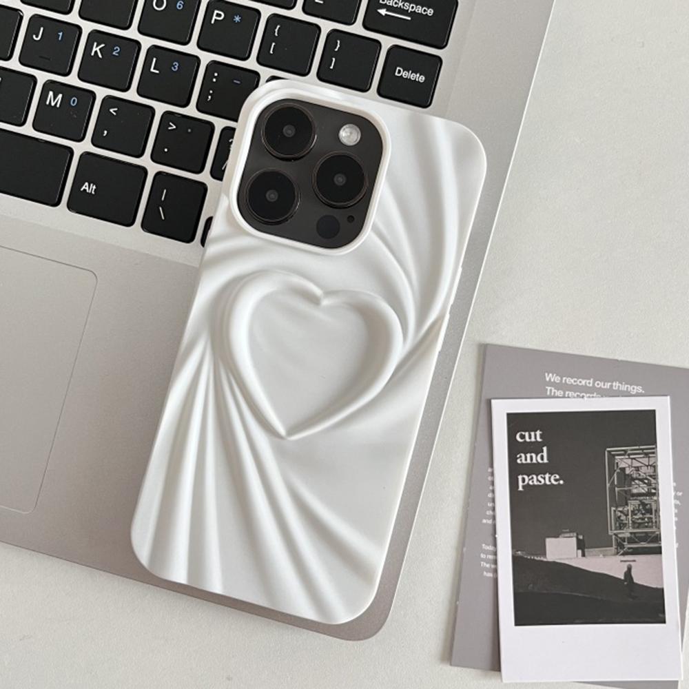 For iPhone 16 Pro Case Pleated Swirling Heart TPU Phone Cover