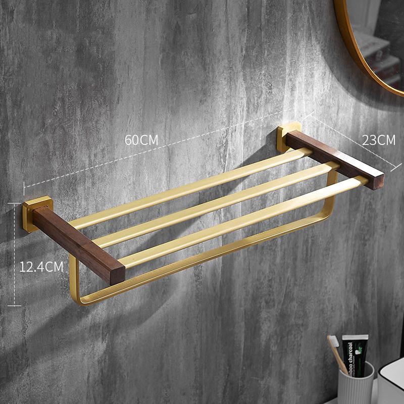 

Solid Wood Towel Rack Brushed Gold Bathroom Towel Bar Hanging Rack Light Luxury Bathroom Walnut Bath Towel Rack Shelving белый