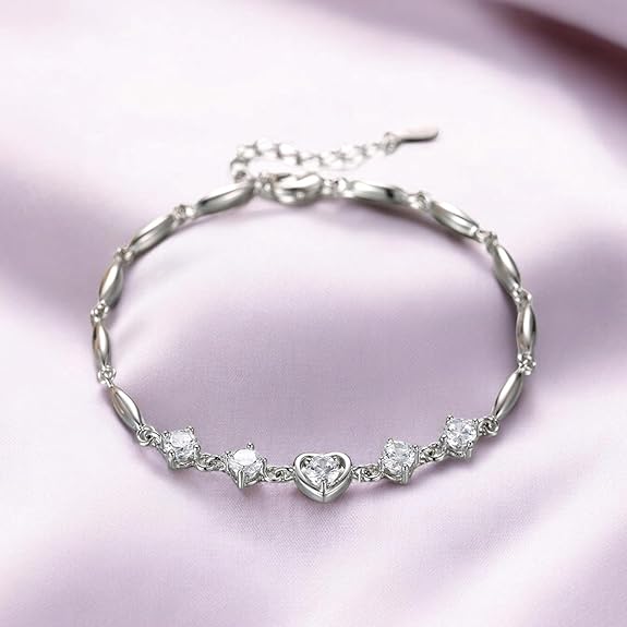 Women's Rose Gold And Silver Plated Heart Shape Bracelet For birthday Gifts