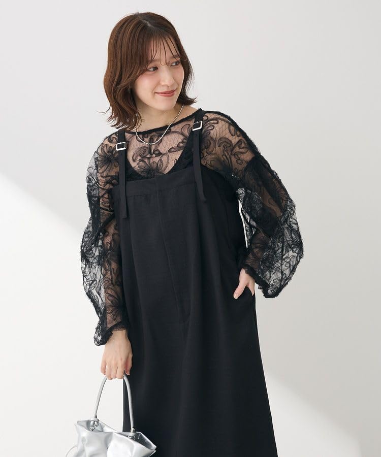 Casual Jumper Black [Green Parks] Dress, Strap-on Skirt, Women's,