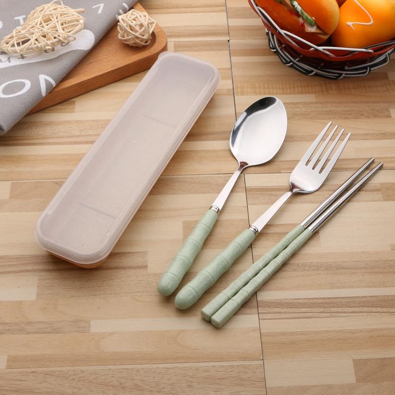 Stainless Steel Tableware Set Spoon Fork Chopsticks Gift Tableware Three-piece Set