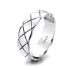 Anello da uomo regolabile in argento sterling S925 con motivo a rombi retrò