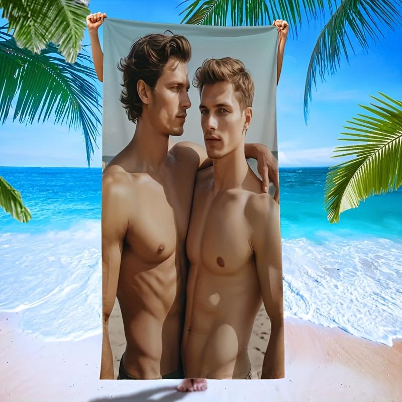 Muskulöse Männer Druck Strandtuch, Ultrafeine Mikrofaser, Schnelltrocknend, Maschinenwaschbar, Ideal für Yoga Schwimmen Strand Camping