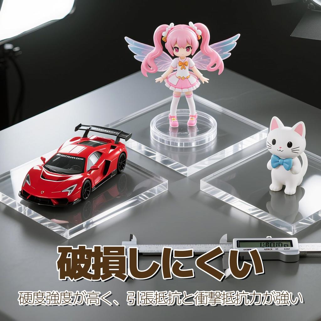 ziyue 6-Piece Acrylic Block Display Stand, 100mm Diameter x 10mm Thick, Square Acrylic Stand, Transparent Display Base