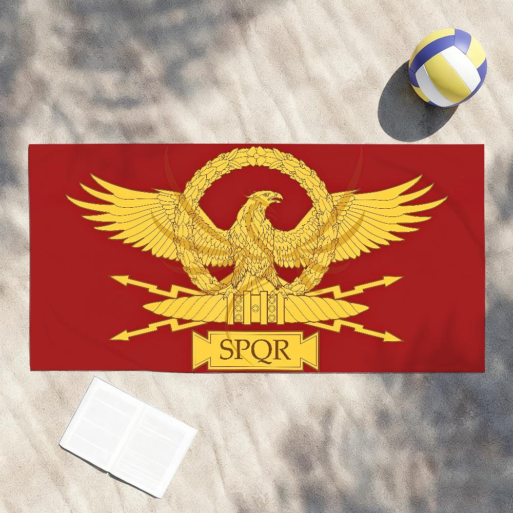 Toalla de Bandera Romana SPQR Suave Ligera Anti-Arena Grande para Playa Secado Rápido Baño Deportes Familia