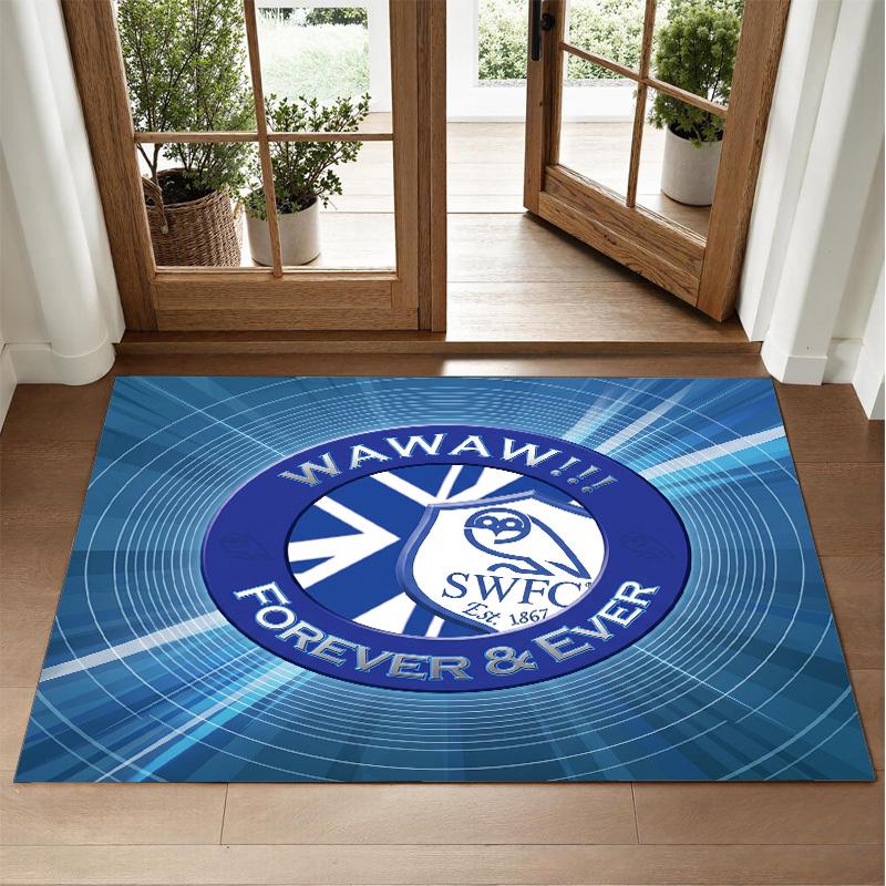 Sheffield Wednesday Design Crystal Velvet Rug Soft Decorative Mat for Bedroom Entrance