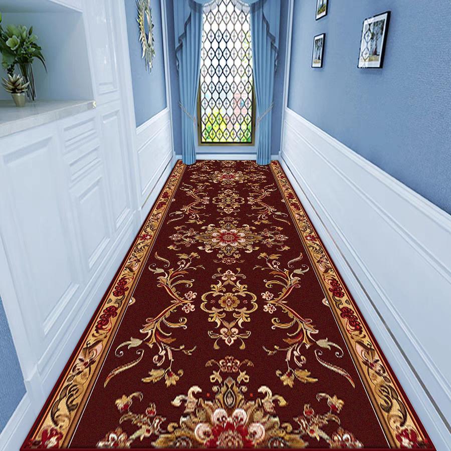 European Style Luxury Corridor Carpet Home Decoration Living Room Non-slip Runner Long Rug Hotel Stair Entryway Customizable Mat