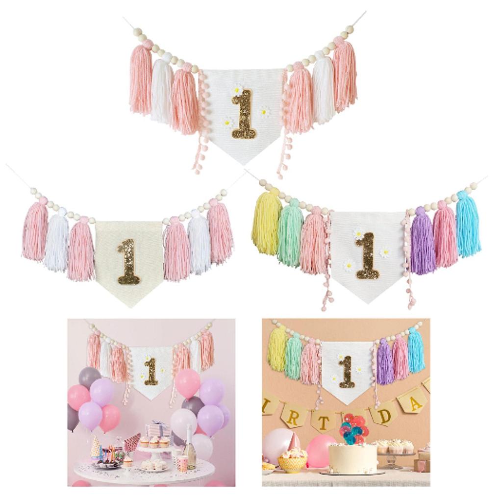 First Birthday Highchair Banner Party Decorations Nursery Hanging Ornament Home