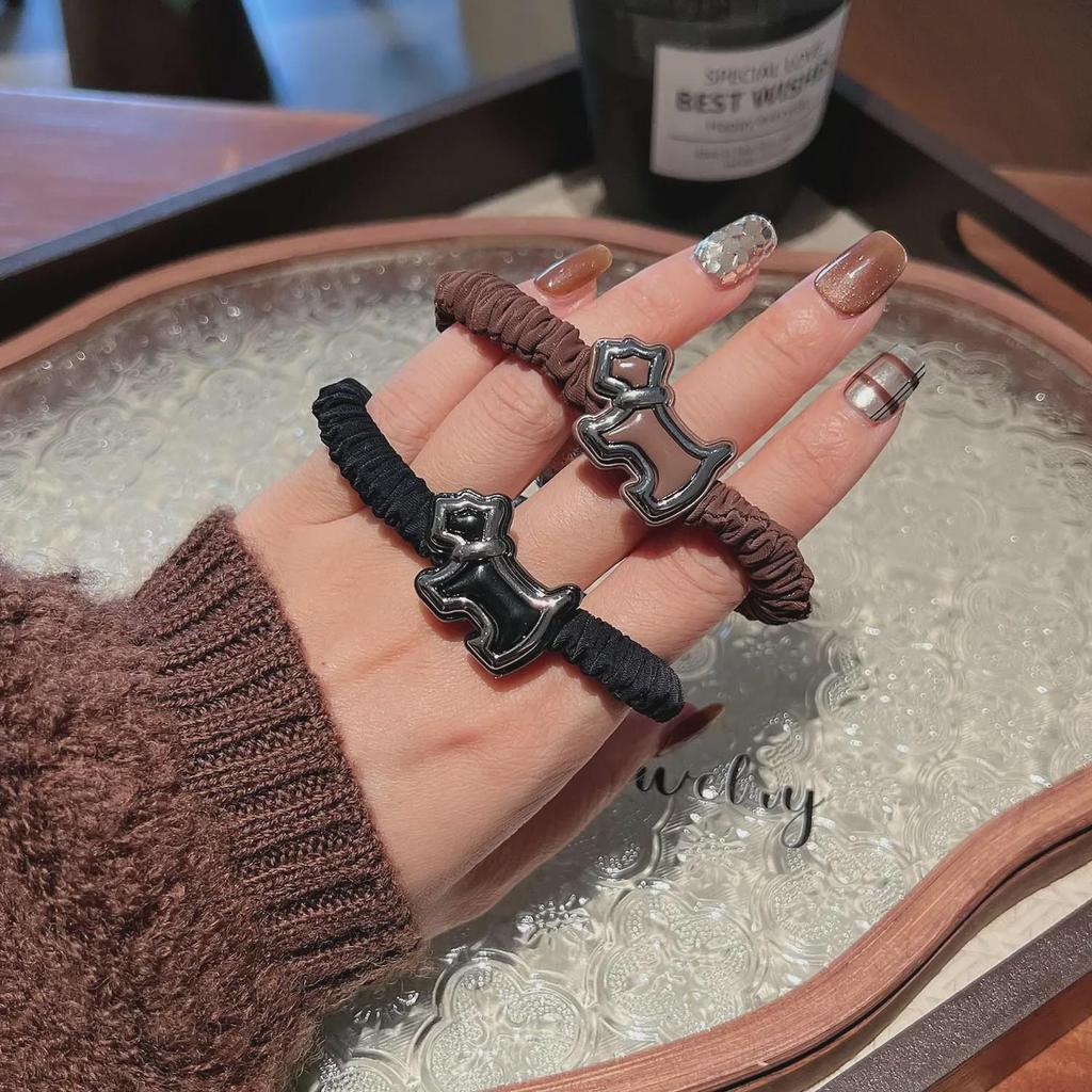 Maillard Cute Puppy Pearl Sausage Hair Ring - Ponytail Holder & Bun Headdress for Girls