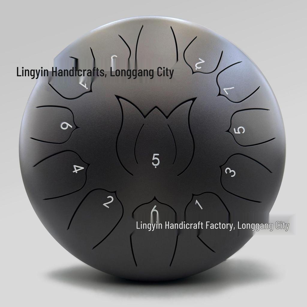 Chinese Style 13-Tone Lotus Steel Tongue Drum (12-inch): Ethereal Children's Educational Percussion Instrument