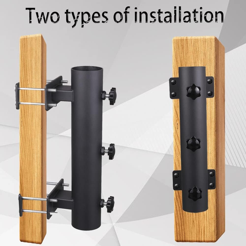 Patio Umbrella Holder Heavy-Duty Adjustable Metal Sun Umbrella Clamp Stand Patio Space and Shade Bracket for Deck Railing,Outdoor