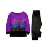 Family Matching Halloween Print Pajama Set Long Sleeve Top and Pants for Women and Kids