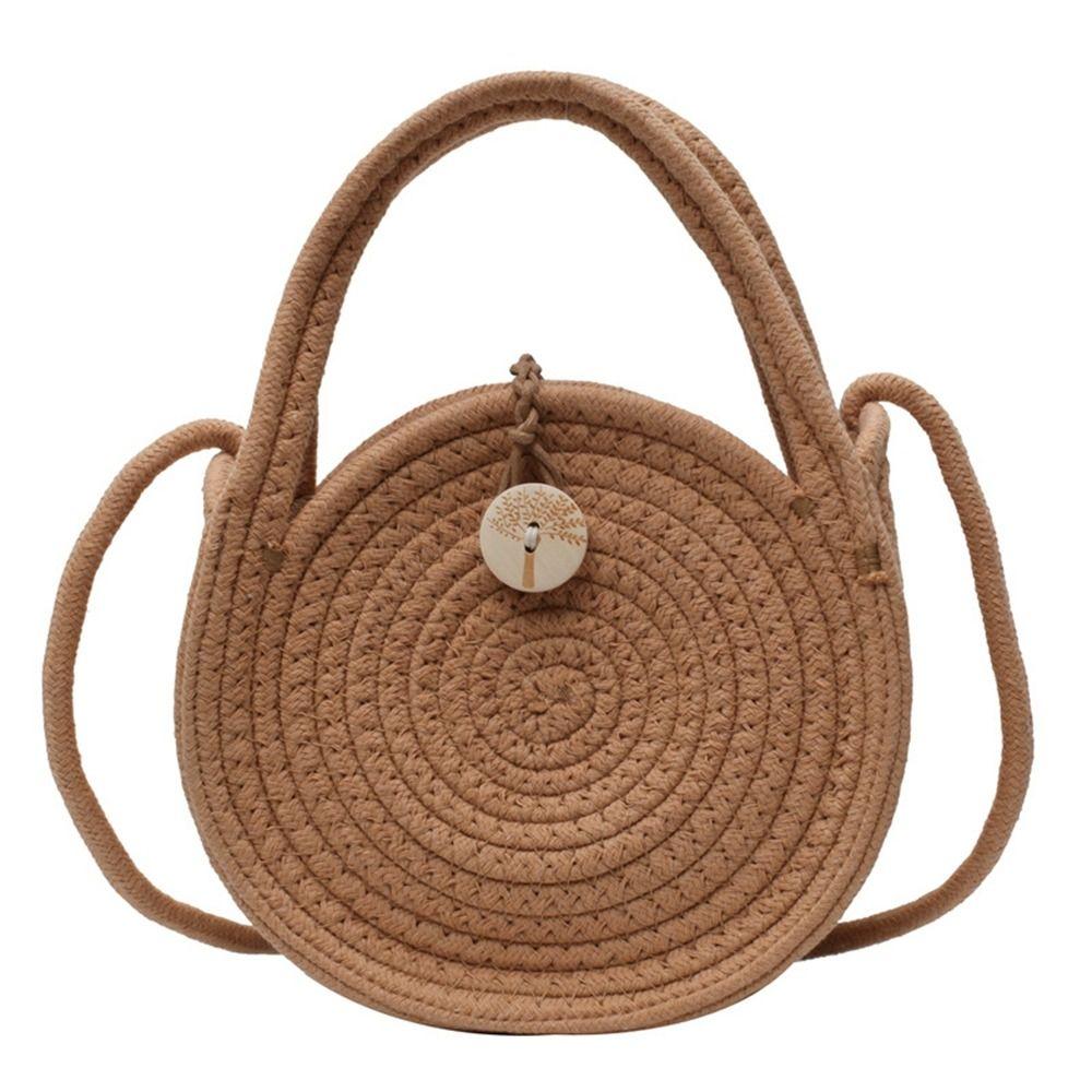 

Sweet Weave Straw Crossbody Bag With Button French Style Hand-woven Shoulder Bags Casual Portable Beach Vacation Bags Picnic хаки