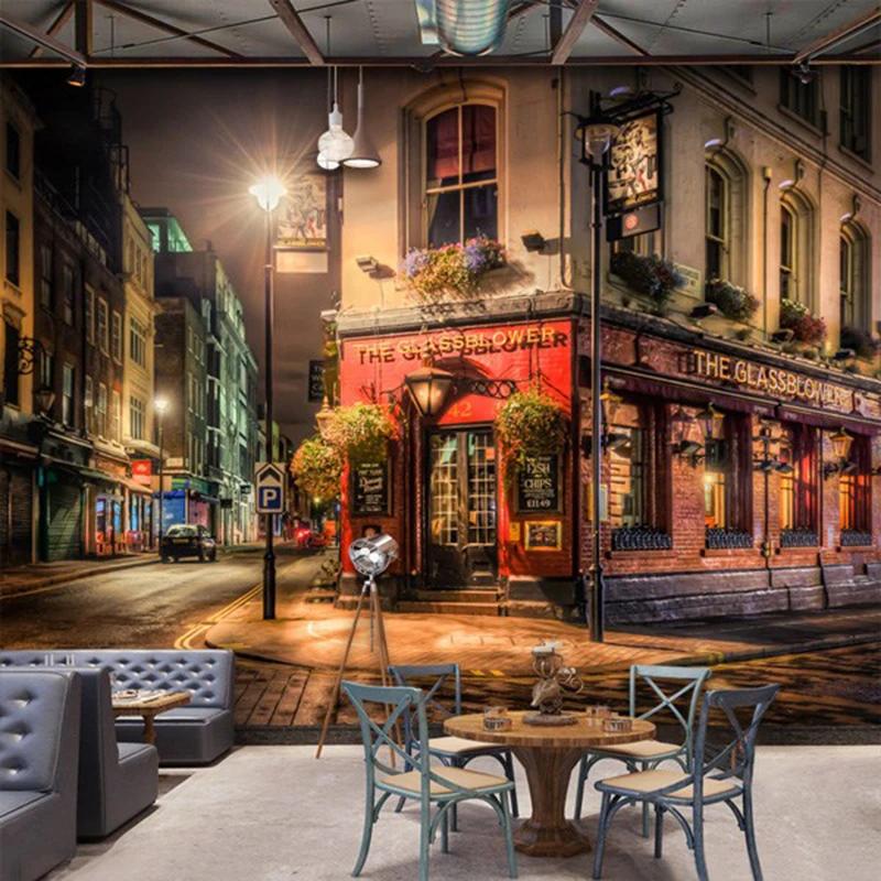 3d Wall Mural City Night View Wallpaper Bar Cafe Restaurant Backdrop Wall Decoration Fresco 3d Wall Papers