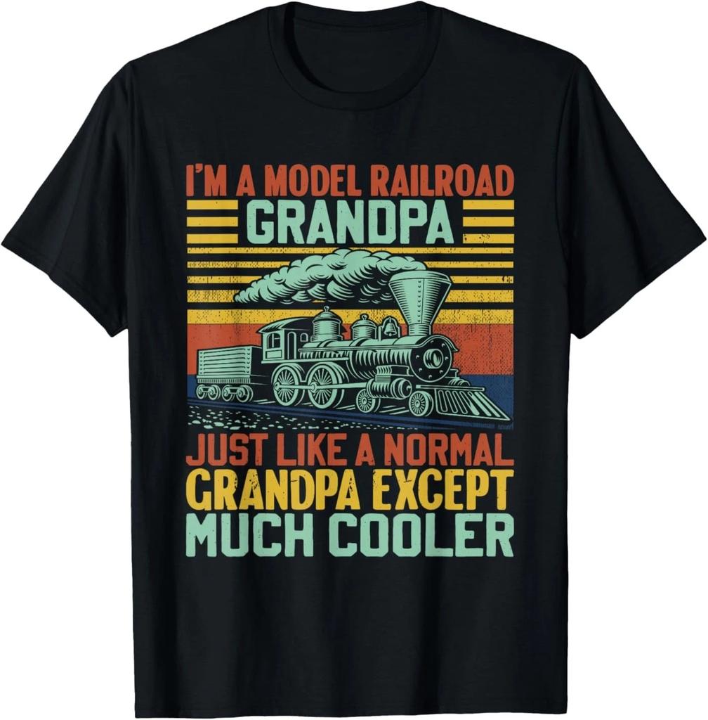 Model Railroad Grandpa Funny Train Lover Steam Engine T-Shirt