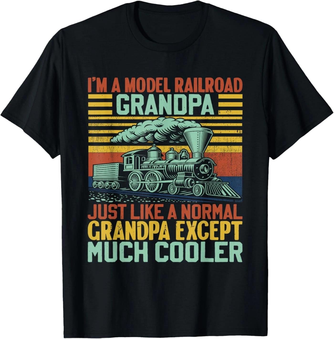 Model Railroad Grandpa Funny Train Lover Steam Engine T-Shirt M