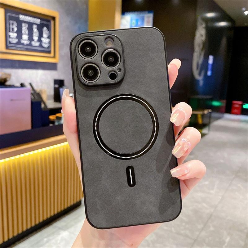 

Для Magsafe Кожаный Противоударный Чехол для Телефона Для iPhone 16 15 14 13 12 11 Pro Max 16e Plus Роскошный Мягкий Чехол с Беспроводной Зарядкой For iPhone 13 Pro