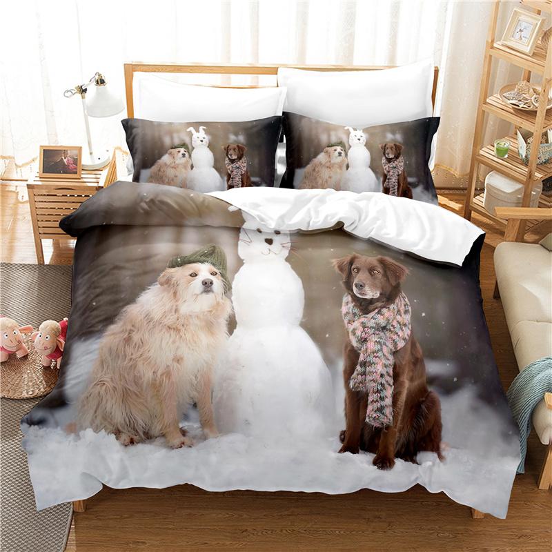 

Quality Cate Dog Bedding Set 140x210cm Quilt Cover Set Single Bed 2/3pcs Print Cartoon Animal Pillowcases Duvet Cover Full Size (135x200cm)