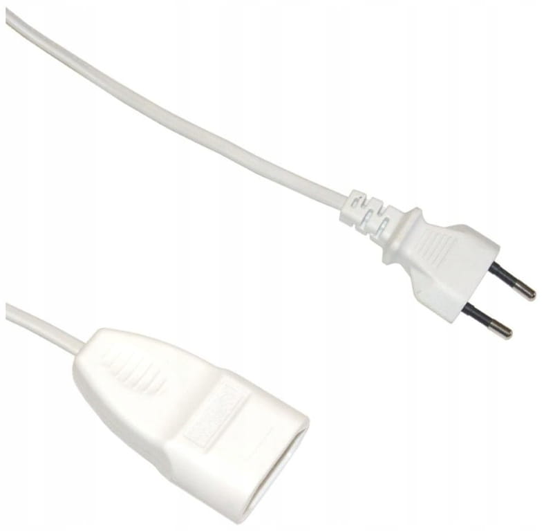 Extension Cord, 1 Socket, 3 M, Ungrounded, White, IP20, 230V