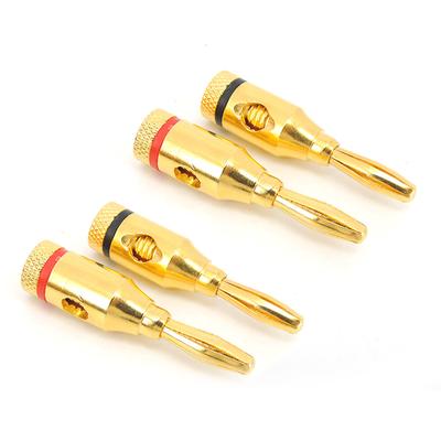 Červenočerný pozlacený hudební audio reproduktor 4mm banánové zástrčky zásuvka otevřený šroubovací konektor