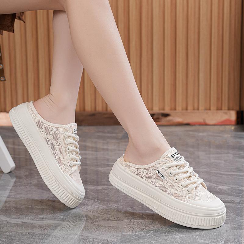 Nuove scarpe in rete di pizzo estive sottili in rete traspiranti mezze pantofole scarpe sportive e per il tempo libero XFF