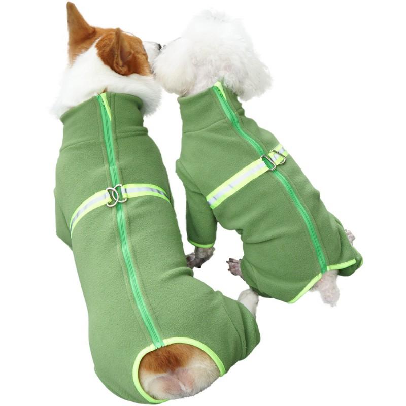 Warm Fleece Dog Jumpsuit Small Medium Breeds Full Body Coverage Winter Pet Coat