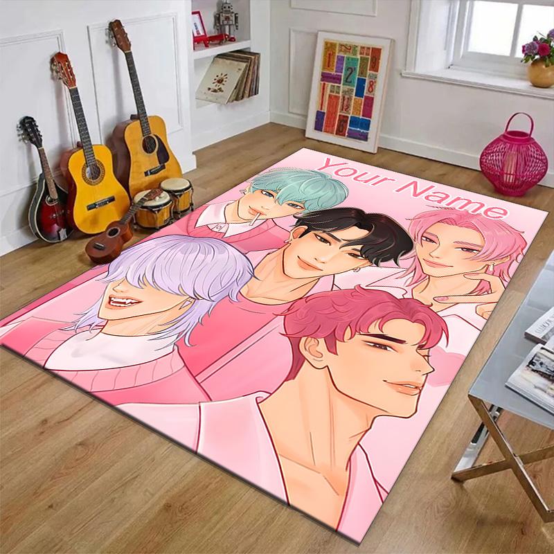 Custom KPop Demon Hunters Mat Personalized Name, Polyester Washable Indoor Entryway Rug, Gift for Christmas, Easter, Thanksgiving Day