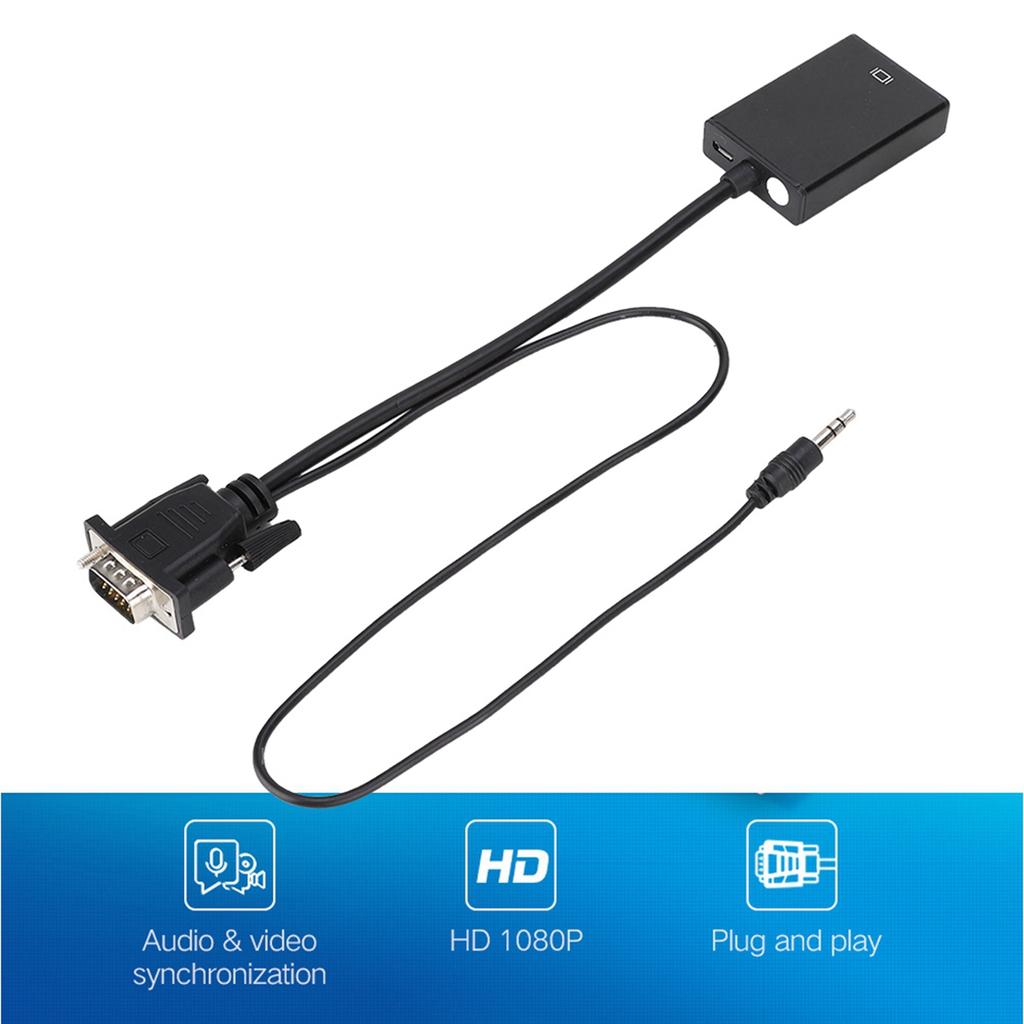 VGA to HDMI Converter Cable With Audio For Projector PC HDTV 1080P