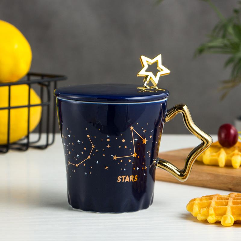 Creative Golden Star Coffee Cup Cute Mugs Free Shipping Cups and Mugs Drinkware Cup for Tea Christmas Mug Beer Couple Gift Go
