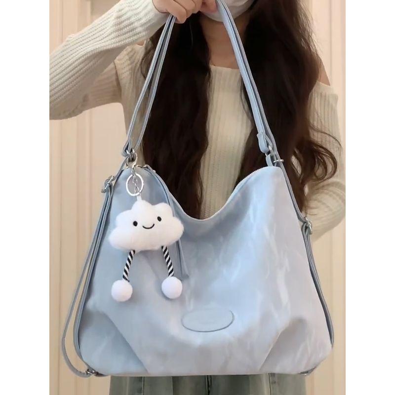 

Minimalist Commuter Tote Women s Student Backpack One-Shoulder Crossboby Bag Women s Large Capacity 2025 New Arrival Blue(No pendant)