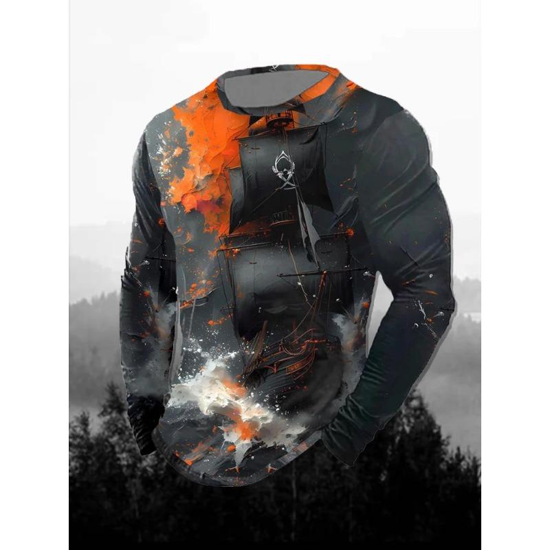 3D Printed Lion Pattern Men's T-Shirt Casual Comfortable Long Sleeve Fashion Clothing