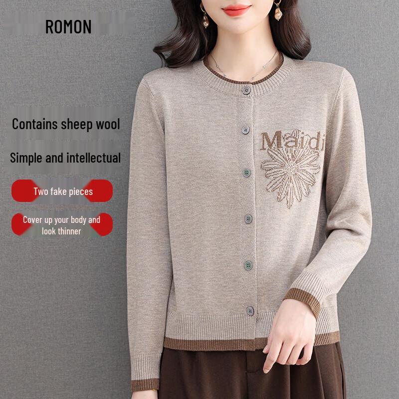 Romon Women s Merino Wool Blend Faux Two-Piece Cardigan 110