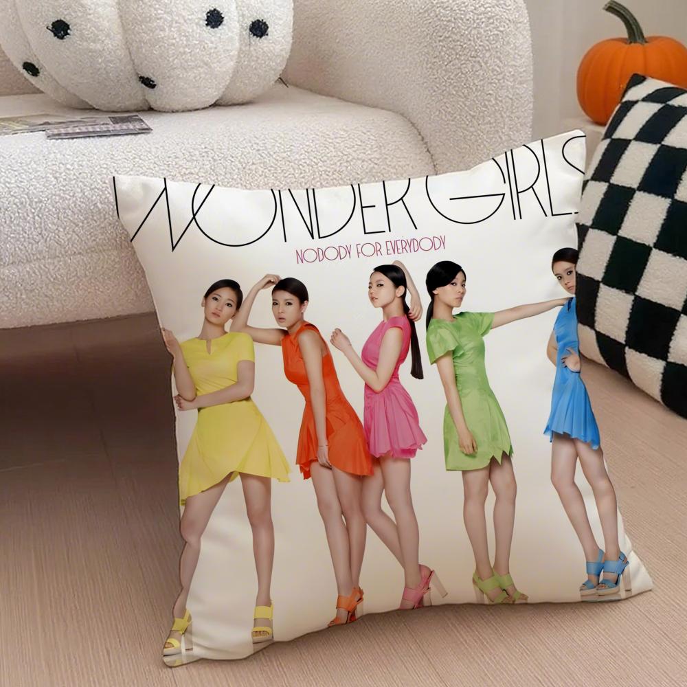 Girlgroup Retro Wg W-Wondergirls Cushion Cover Throw Pillow Cover Hidden Button Durable Polyester Chair Cushion