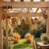 Tactile Wooden Wall Art Fall Garland Decor, Rustic Autumn Hanging Ornament with Squirrel Boho Home Decoration Maple Leaf Pinecone Harvest Thanksgiving