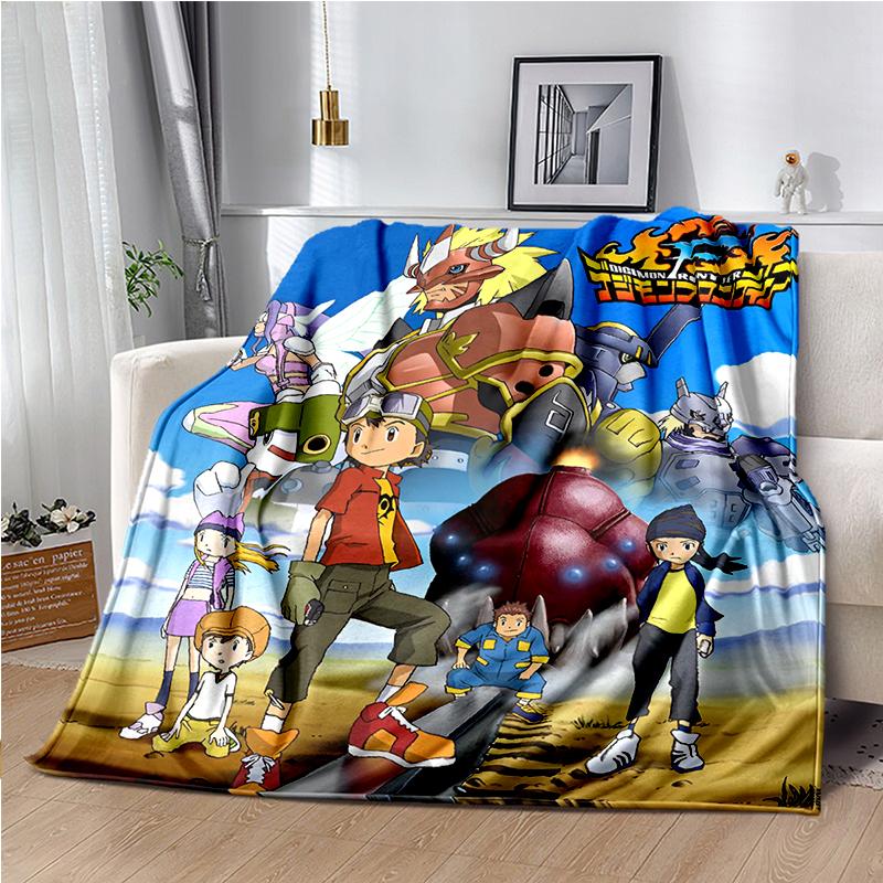 Di-gimon Cartoon Anime Throws Blanket Kids Super Soft Cute Blankt for Travel Couch Picnic Sofa Bed Flannel Blanket Birthday Gift