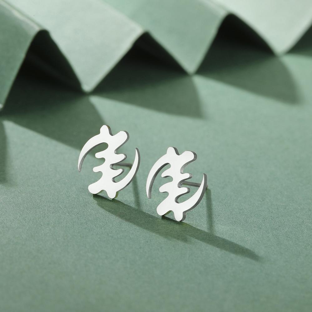 Dawapara Ghana Symbol Adinkra Gye Nyame Earrings African Symbol Minimalism Stud Earrings Stainless Steel Jewelry
