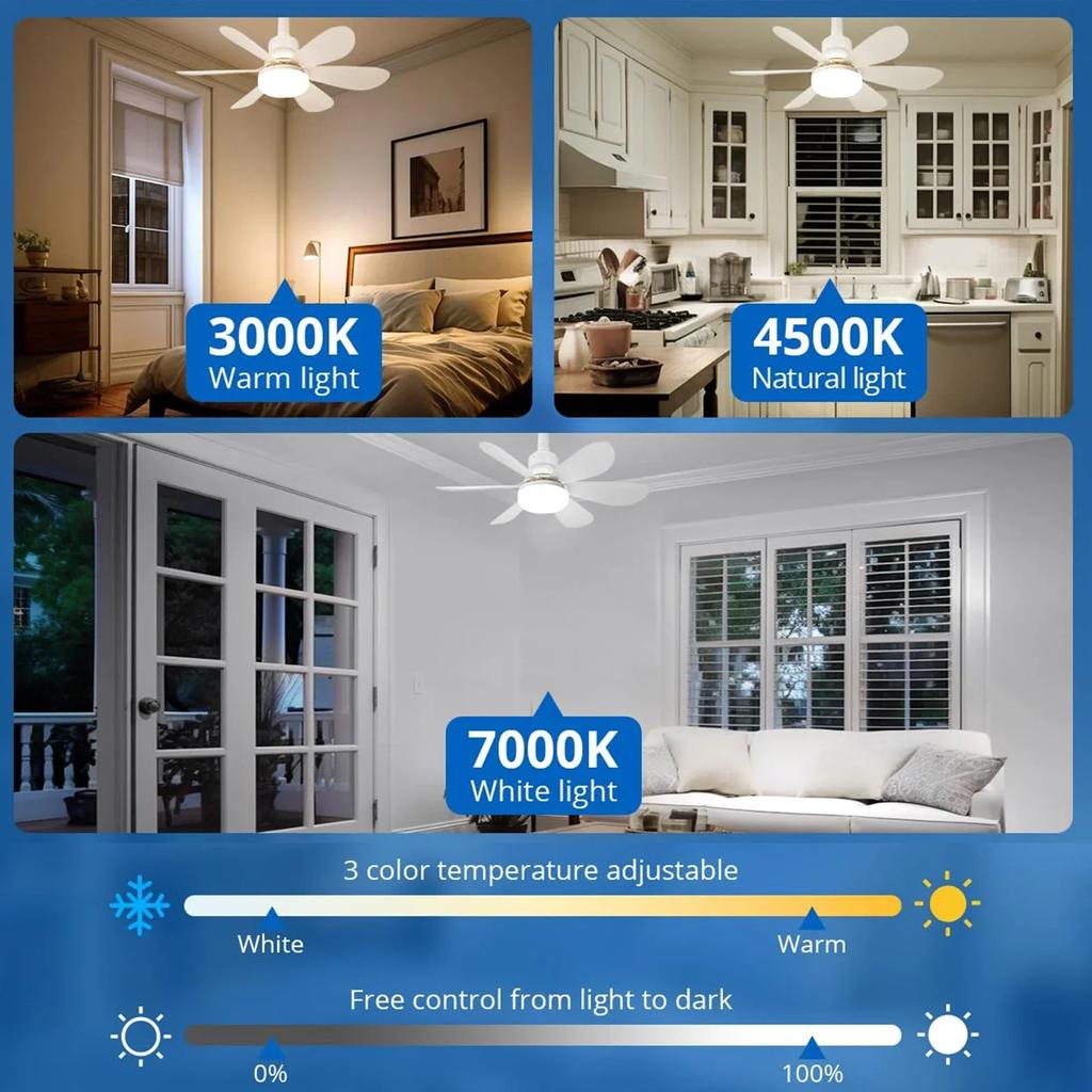 Modern Ceiling Led Light Fan 52CM 42CM Silent with Remote Control Ceiling Fan Lamp for Room Office Study Kitchen