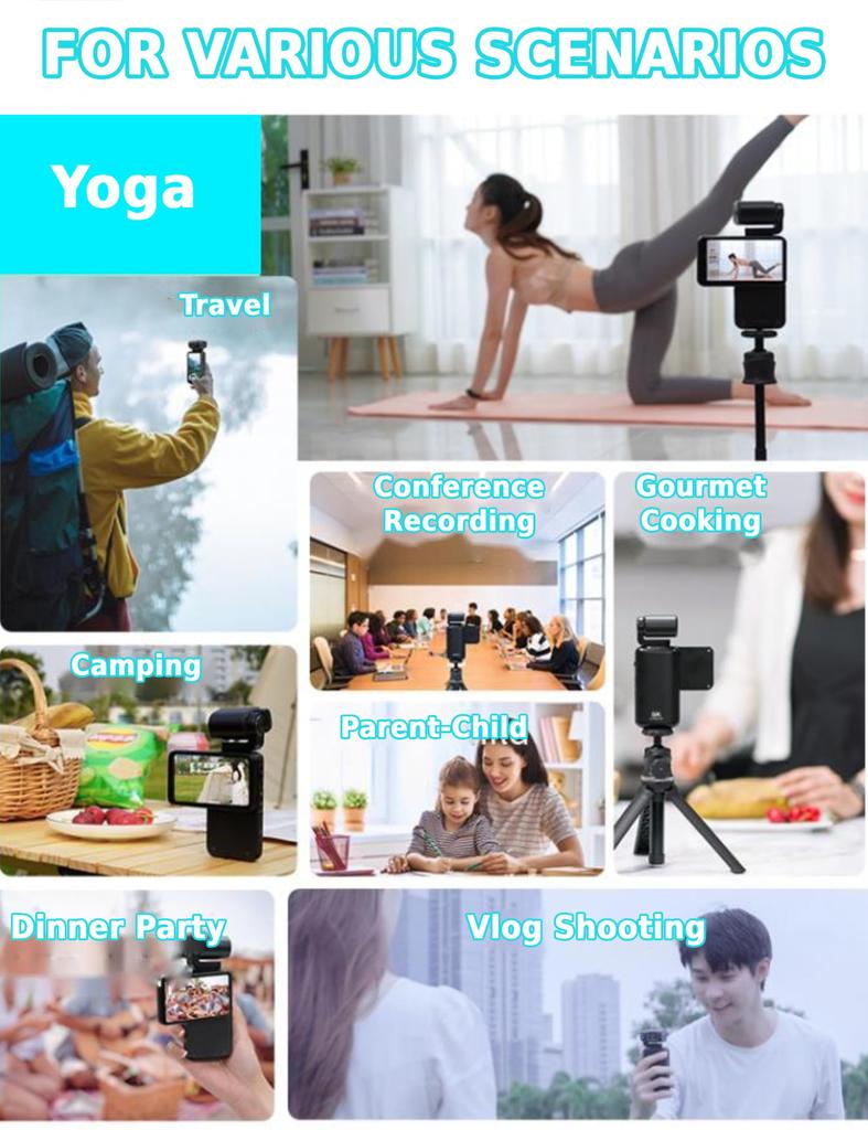 Sxhlseller 5K Ultra HD Action Camera 36MP Digital Camera WiFi Vlogging Camera with IPS Rotatable Touchscreen 10X Digital Zoom - 3.5-inch &