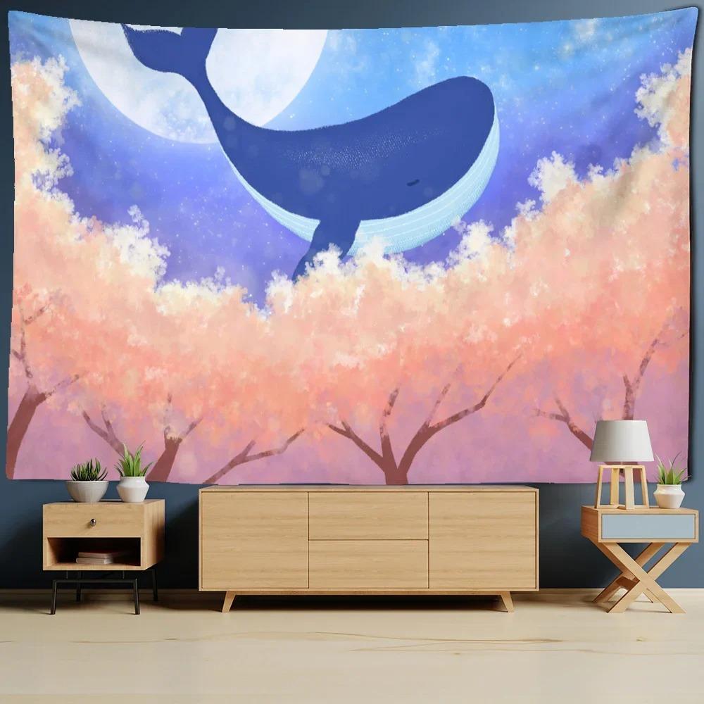 Cartoon Whale Comic Decorative Tapestry Home Wall Living Room Office Decorative Tapestry